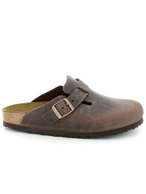 Birkenstock Boston Habana Pelle oliata Soft Footbed Narrow Fit