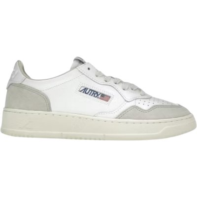 Autry Autry Medalist Leather Low White Beige Suede (Women's)