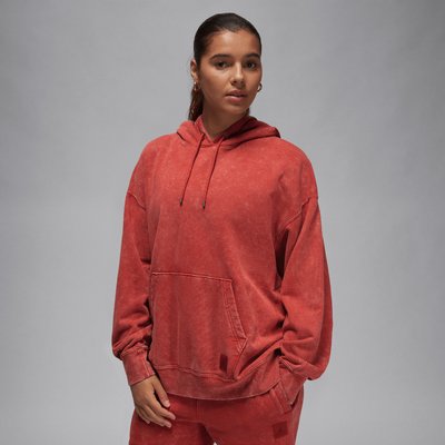 Nike Jordan Flight Fleece Women's Satin-Lined Washed Hoodie Dune Red