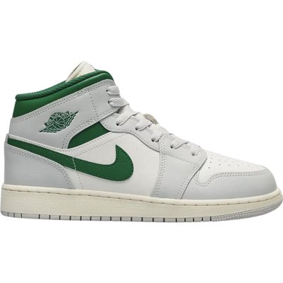 Nike Air Jordan 1 Mid White Pure Platinum Pine Green (GS)