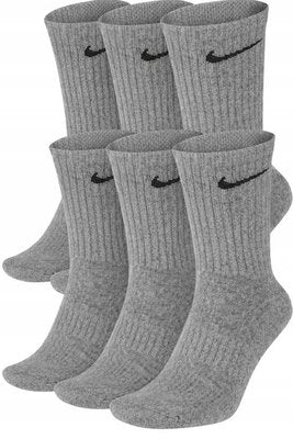Nike NIKE Everyday Cushion Crew Long Socks 6 Pack GREY